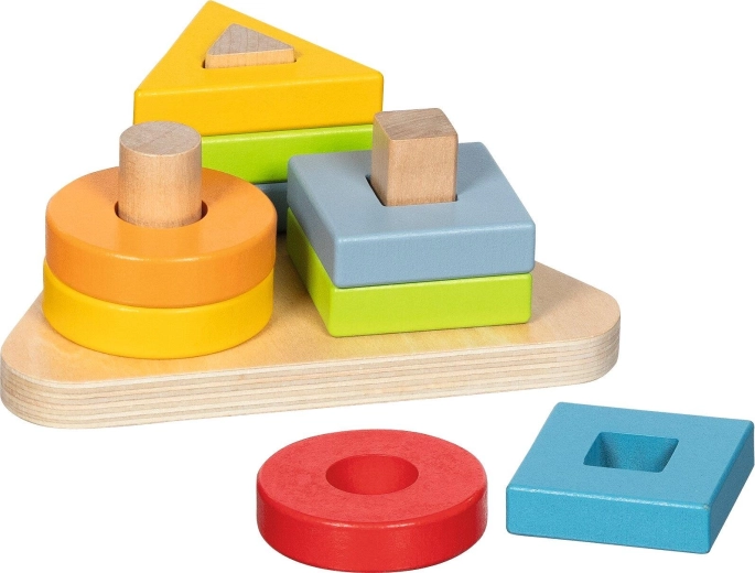 Triangular wooden sorting and stacking game - 1 piece