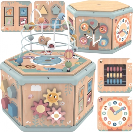 Interactive Wooden Montessori Cube with Activities by Tooky Toy