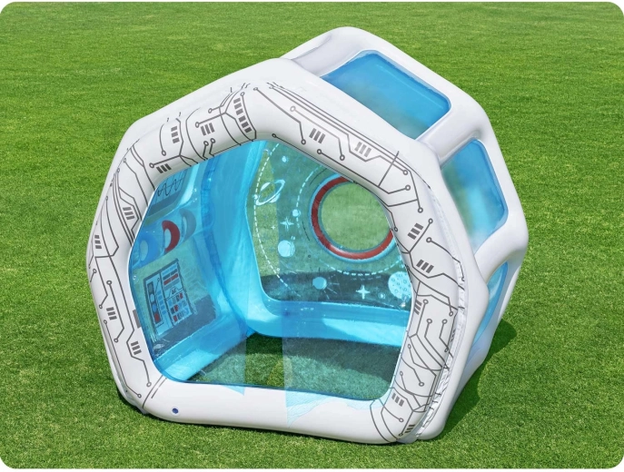 Space-themed fun and visibility with clear windows