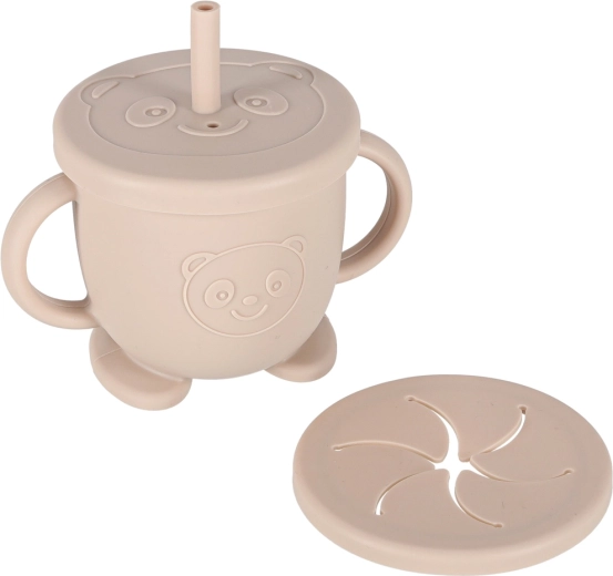 Cup with handles and a straw