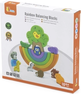 Wooden balancing rainbow with figurines – creative Montessori building set Viga