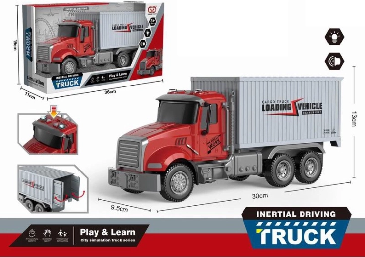 Friction-Powered Container Truck with Light and Sound