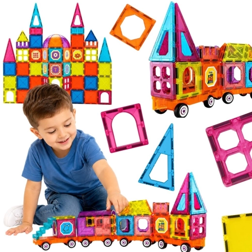 Woopie Magnetic 3D Train Building Set, 71 Pieces