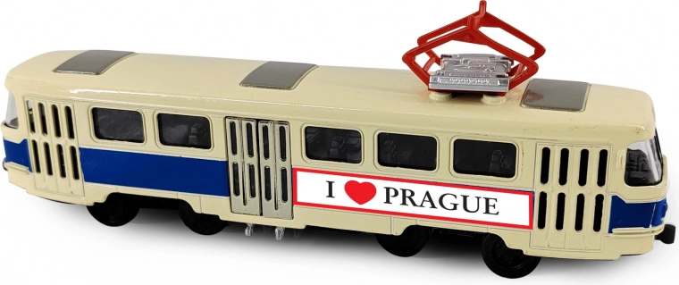 Metal retro tram PRAGUE T3 16 cm with opening doors