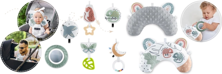 7 sensory toys and pillow included