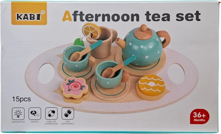 Wooden tea set (15 pieces)