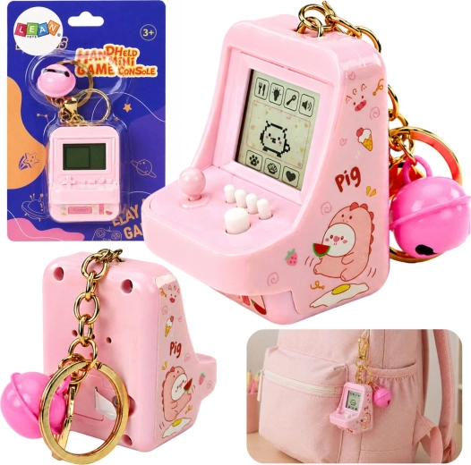 Pink Pocket Electronic Tetris Game Keychain