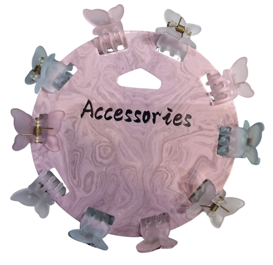 PINK set of mini butterfly hair clips in pastel colors (10 pcs)