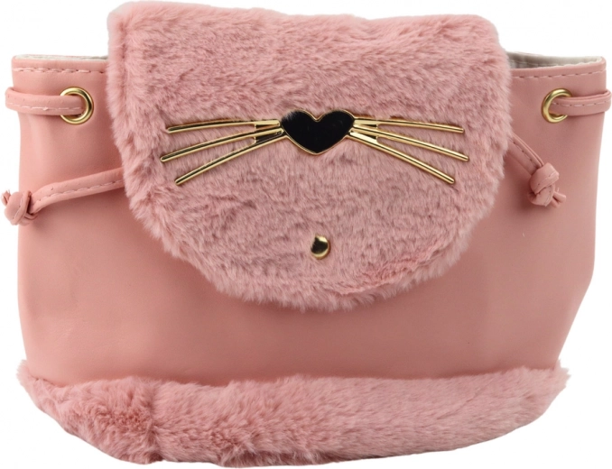 Pink children's plush backpack with ears, adjustable strap, 22 cm, 4 l