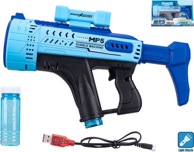 Blue MP5 Bubble Gun with Light Effect, 44 cm