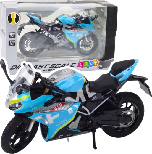 Metal sports motorcycle 1:12 with lights and sounds – blue