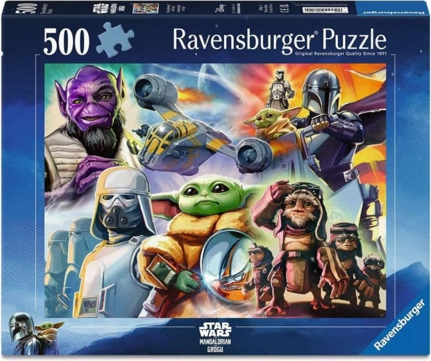 Пъзел Ravensburger Star Wars: Мандалорианецът и Грогу 500 части