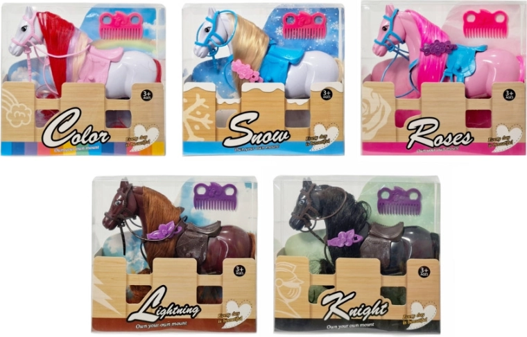 Animals horse with grooming and care accessories