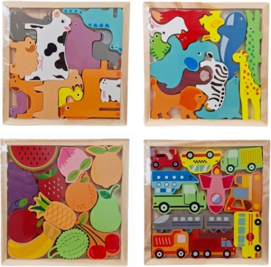 Wooden insert puzzle with colorful motifs - 1 piece