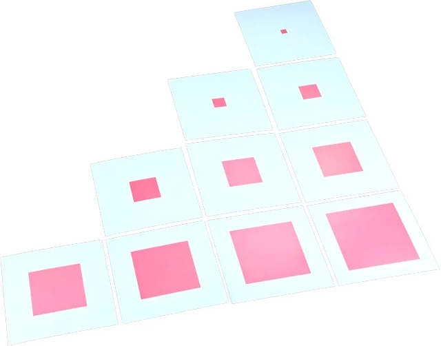 Clear control cards for working with the Pink Tower
