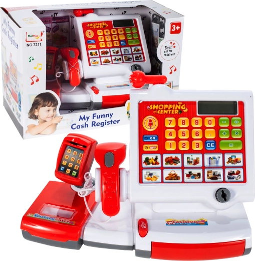 Kids’ cash register with touch panel and scanner