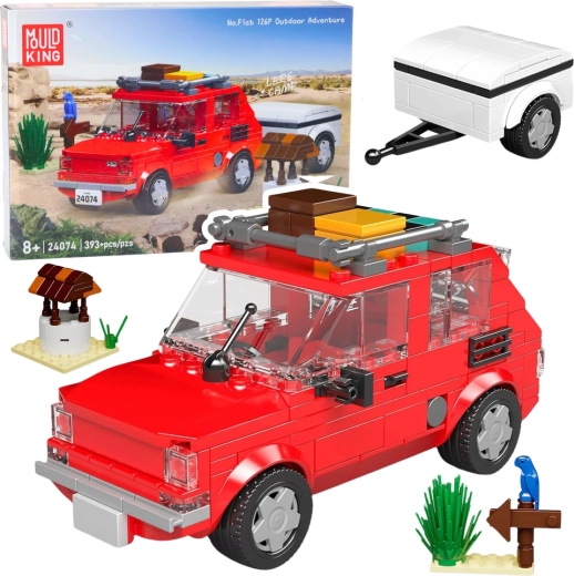 Конструктор на автомобил FIAT 126p Maluch с ремарке 1:24 (393 части) – Mould King
