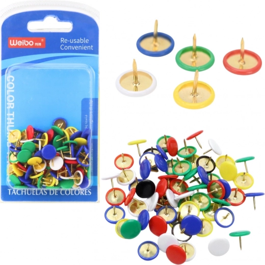 Set of Colored Flat Head Pins 90 pcs
