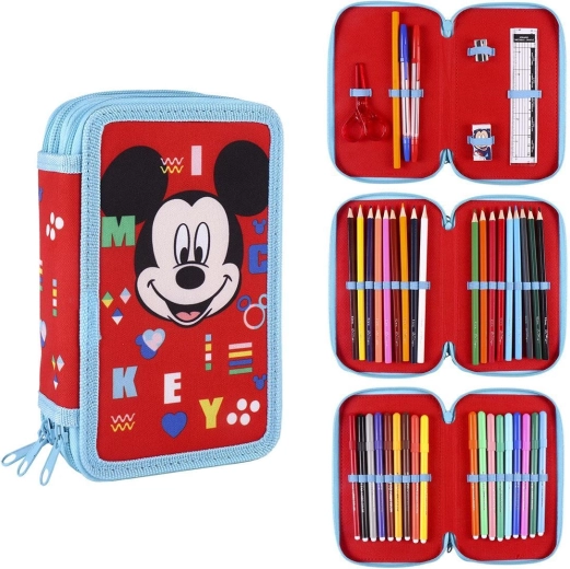 Equipped three-tier Mickey pencil case