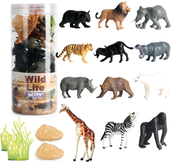 WOOPIE wild animal figures in a tube - 16 pcs