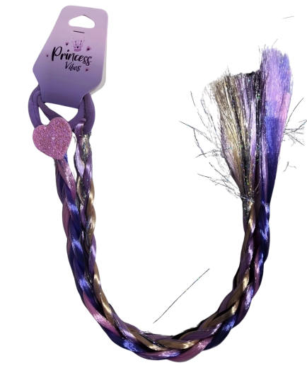 PINK set of hair elastics with extensions and a heart, 2 pcs