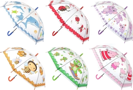 Transparent automatic umbrella with animals
