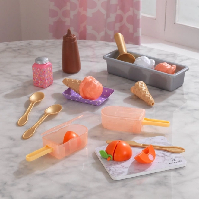 KidKraft Create & Cook прасковени сладоледени близалки – детски комплект за сладолед (20 части)