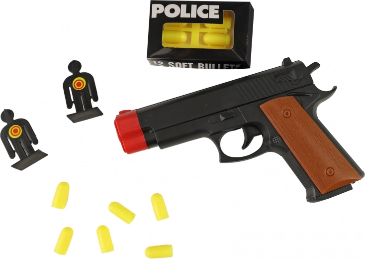 Police toy pistol with targets and soft darts
