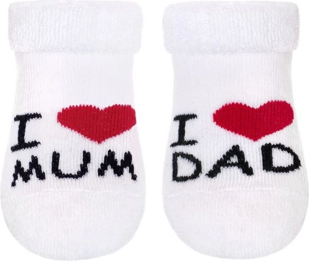 Children’s terry socks New Baby I Love Mum and Dad white
