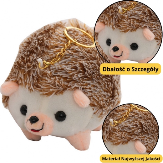 Plush Hedgehog Keychain Brown 9 cm