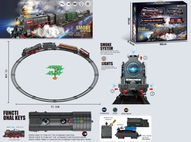 комплект с влакче, 48 части, дим, светлина и звук