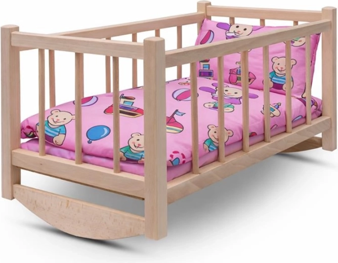 Wooden Doll Cradle with Bedding BABY MIX Bears