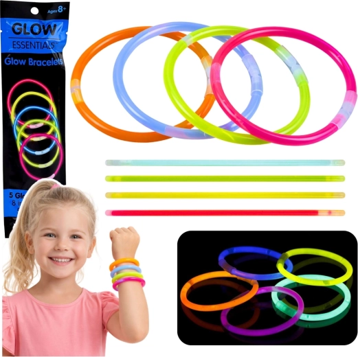 Fluorescent glowing bracelets for the dark Neon Stick, 5 pcs