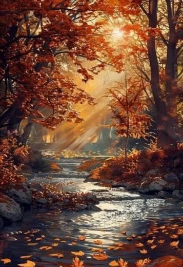 Диамантено рисуване „Есенен поток“ 30 × 40 см