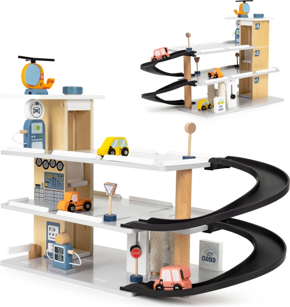 Дървен гараж с асансьор и автомивка ECOTOYS