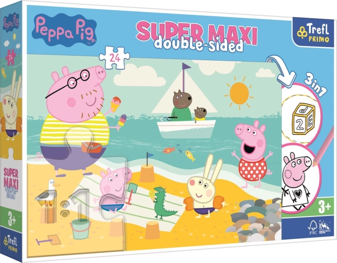 Двустранен пъзел Peppa Pig SUPER MAXI 24 части