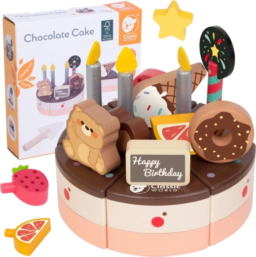 Дървена рожденденска торта за рязане 19 части