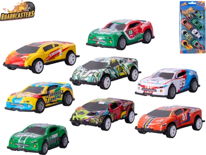 Roadblasters Metal Car Set with Pull-Back Action, 8 pcs