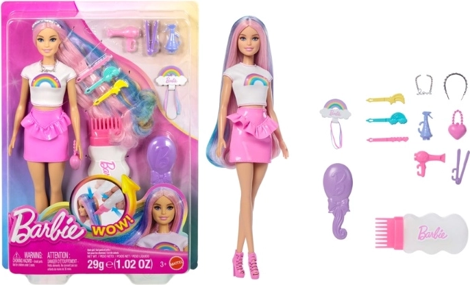 Кукла Barbie с дъговидна коса и блестящ стайлинг