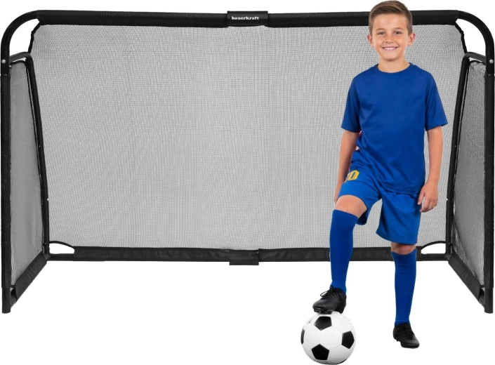 Bauerkraft steel football goal with training net 180 × 120 × 60 cm, black