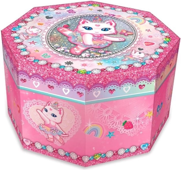 Octagonal musical jewelry box – ballerina cat