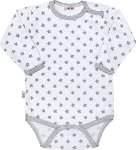 New Baby Classic II сиво бебешко боди със звездички