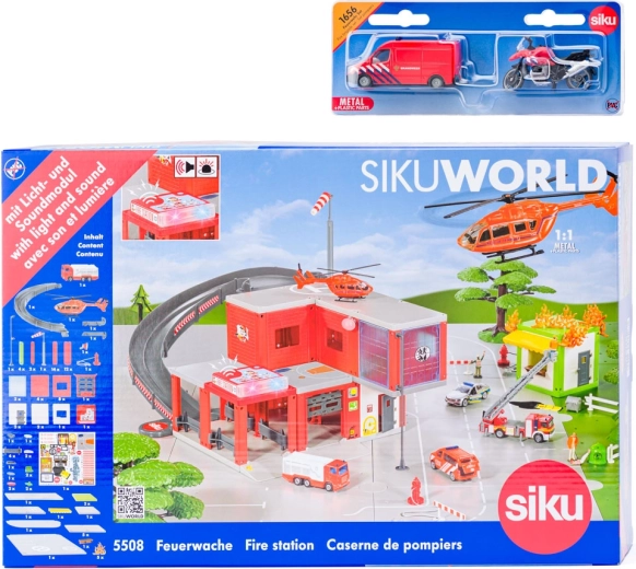 SIKU World пожарна станция с пожарен автомобил