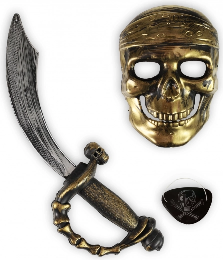 Pirate costume set with mask, eye patch, and sword
