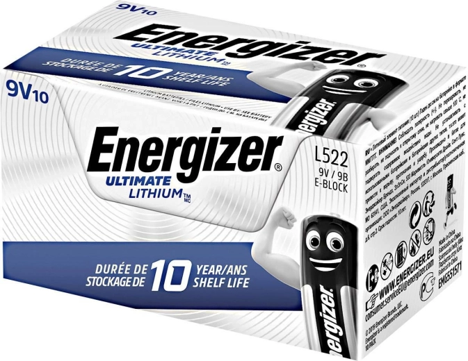 Литиева батерия 9V ENERGIZER Ultimate Lithium, опаковка 10 бр.