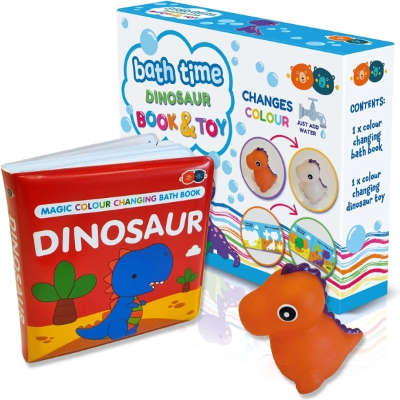 Magic bath book with toy – dinosaur