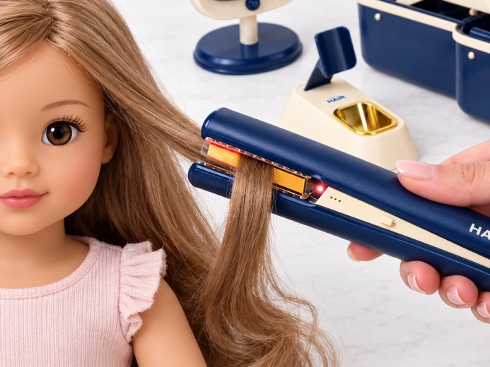 Light-up mirror and straightener with an indicator light