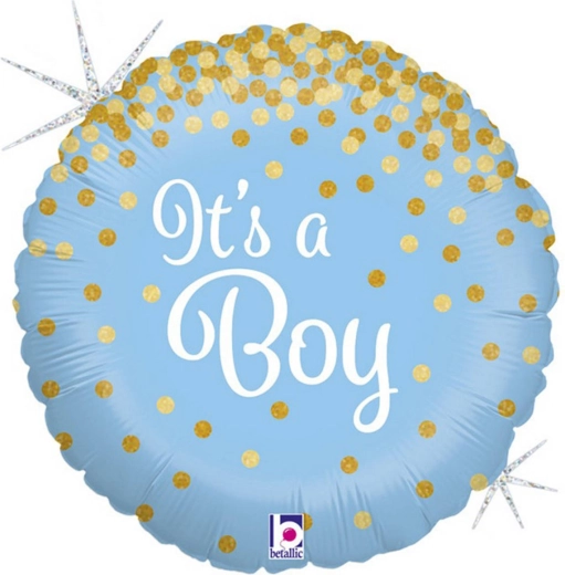 Grabo blue foil balloon “It’s a Boy!” with gold confetti 46 cm - 1 piece
