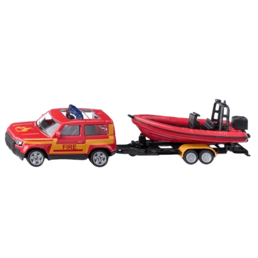Siku Land Rover Defender with motorboat – fire rescue set