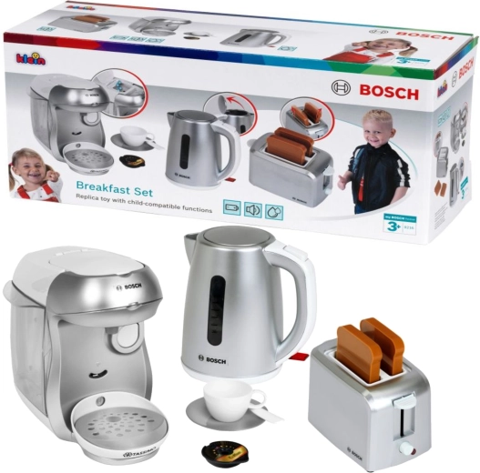 Комплект за закуска BOSCH mini – детска кафемашина, тостер и кана със звуци 3+